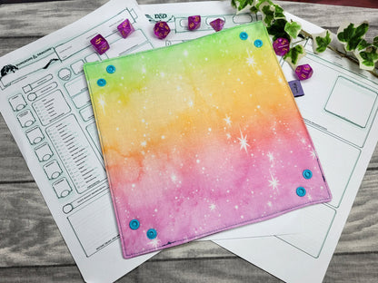 Rainbow Galaxy foldable dice mat L