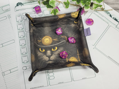 Steampunk Cat foldable dice mat