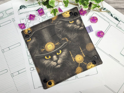 Steampunk Cat foldable dice mat