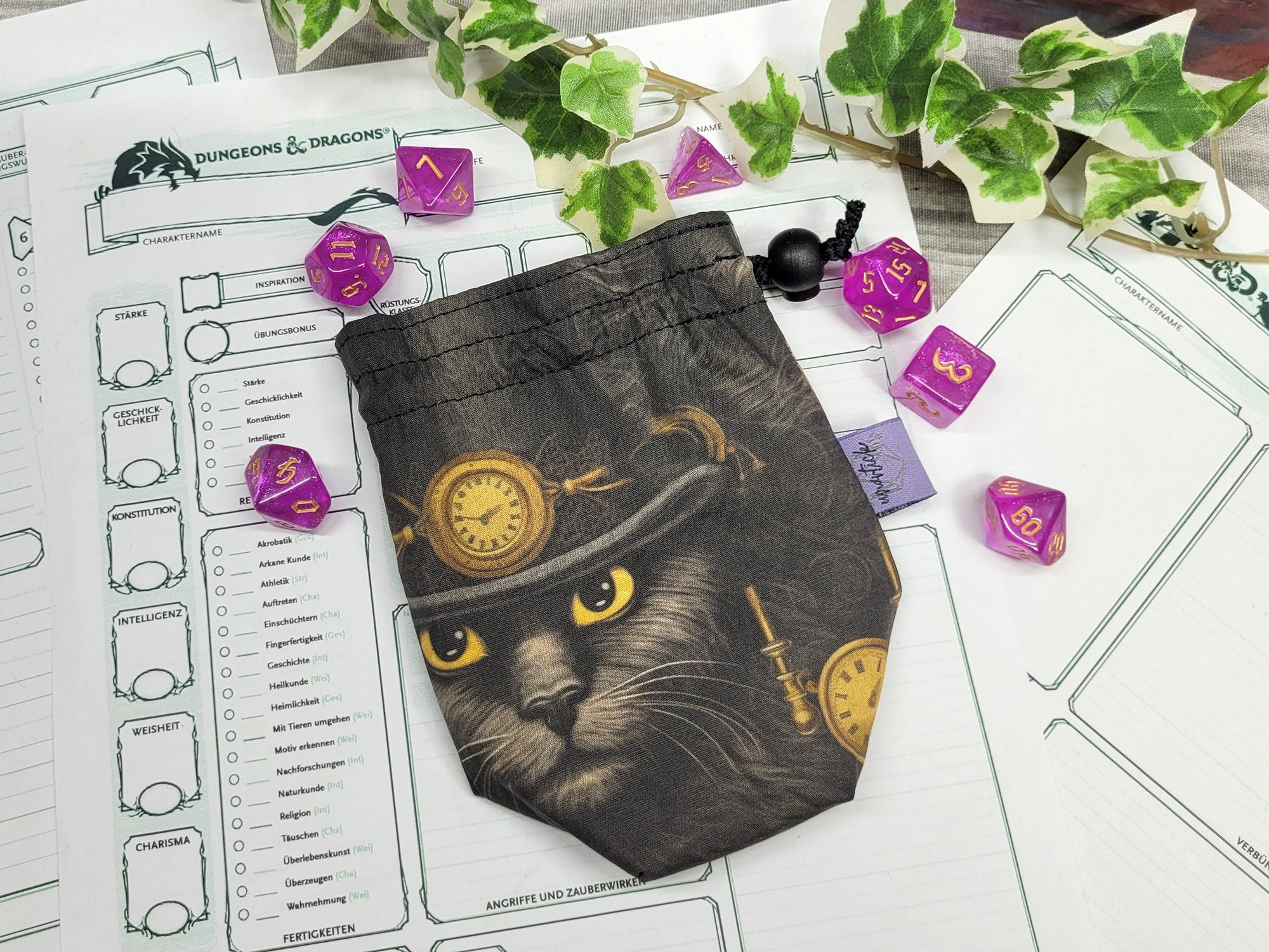 Steampunk Cat Würfelbeutel S