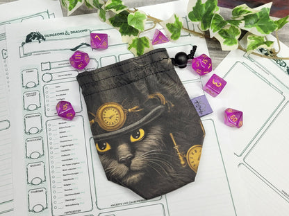 Steampunk Cat Dice Bag S